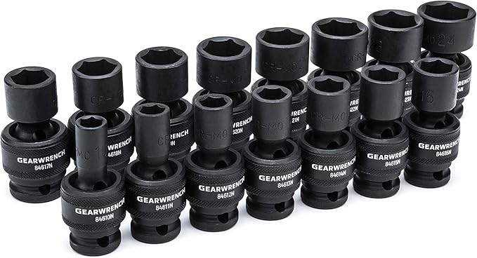 GEARWRENCH 1/2-Inch 6 Point Metric Universal Impact Socket Set (15 Piece) - 84939N
