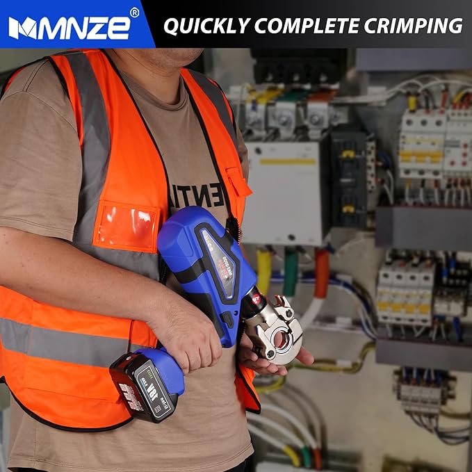 Electric Hydraulic Cable Lug Crimper Pliers Rechargeable Crimping Tool 6 Ton Electrical Terminal Cable Wire Fiber Crimper Kit with 11 Dies (MZ-MKZ-300)