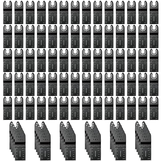 100Pcs Oscillating Tool Blades Professional Universal Oscillating Saw Blades Wood Multitool Blades Compatible with Dewalt, Milwaukee, Ryobi, Rockwell, Bosch
