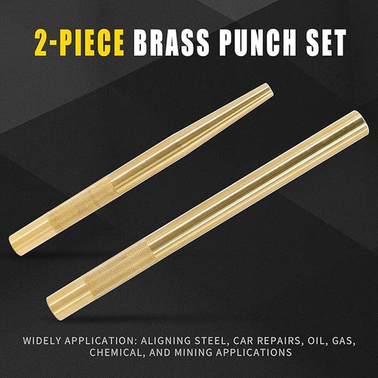 2 Pcs Brass Drift Pin Punch Set Hand Tool Punches 3/8in to 5/8in, 3/4in Mechanic?셲 Non-Marring Chisel Punches