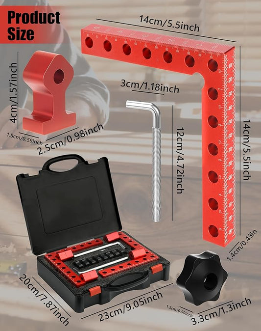 Corner Clamps for Woodworking, JTWKING 90 Degree Clamps for Positioning Right Angle, 4pcs 5.5in Aluminum Alloy Position Squares Clamping wood tools for Frame, Box, Drawer, Cabinets, Men Dad Ideal Gift