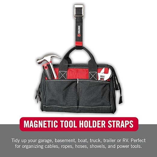 VELCRO Brand Magnetic Straps ??Reusable Cord, Hose & Tool Organizer for Metal Surfaces, Valentine Gifts for Men - EASY HANG Garage, Workshop, RV Storage - Medium 16in x 1in