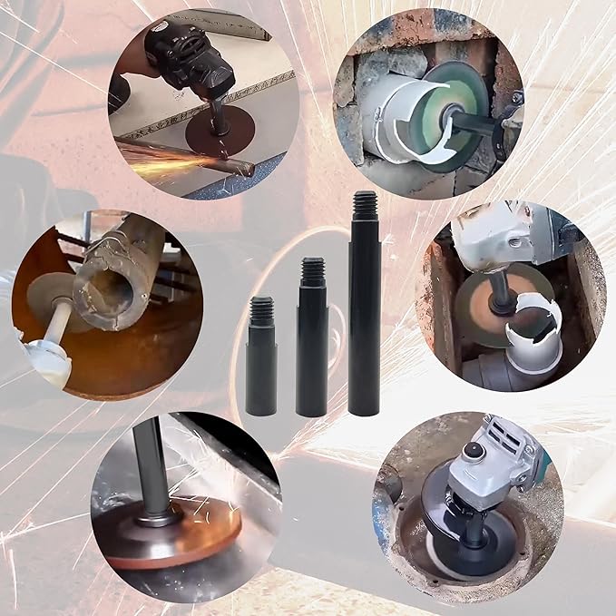 5/8"-11 Angle Grinder Extension Shaft Connecting Rod with Grinder Adjustable Spanner Wrench Flange Nut kit Car Polisher Airway Buff Extender Rotary Extension Kit (Normal Black 3" & 4" & 5.5")