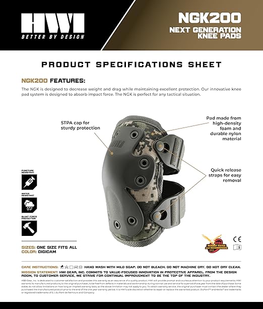 HWI Gear Next Generation Elbow/Knee Pads for Protection: Combat, Mechanics, Construction, Hunting, Landscaping, Outdoor Survival, Heavy Duty Industrial Grade, Adjustable