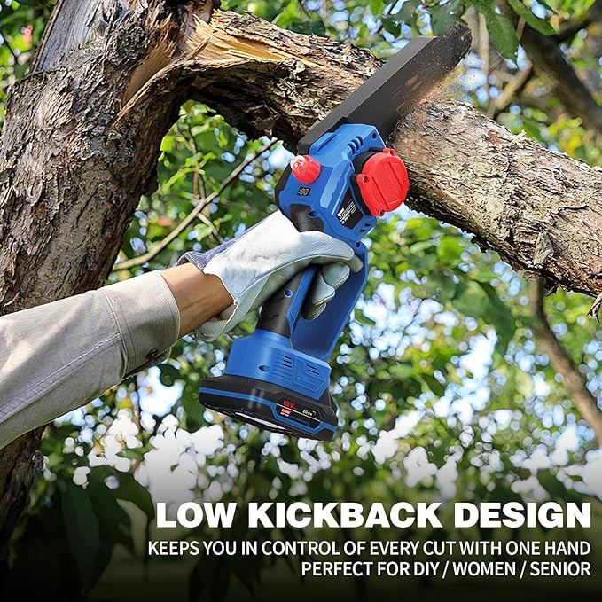 Mini Chainsaw 8 inch Cordless - Upgraded Handheld Electric Chainsaw with 2 Pack Batteries and Charger, Electric Power Chain Saw with Oiler, Garden Tools for Tree Trimming Wood Cutting