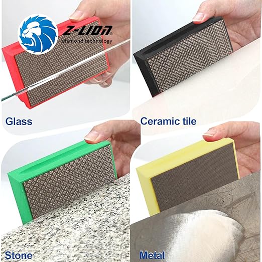 Z-LION Diamond Hand Polishing Pads Foam Back for Granite Marble Glass,Set of 8 Pcs