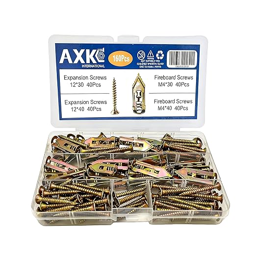 Self Drilling Drywall Anchor Kit 160pcs - Carbon Steel Zinc Expansion Anchors with Self Tapping Screws AXK