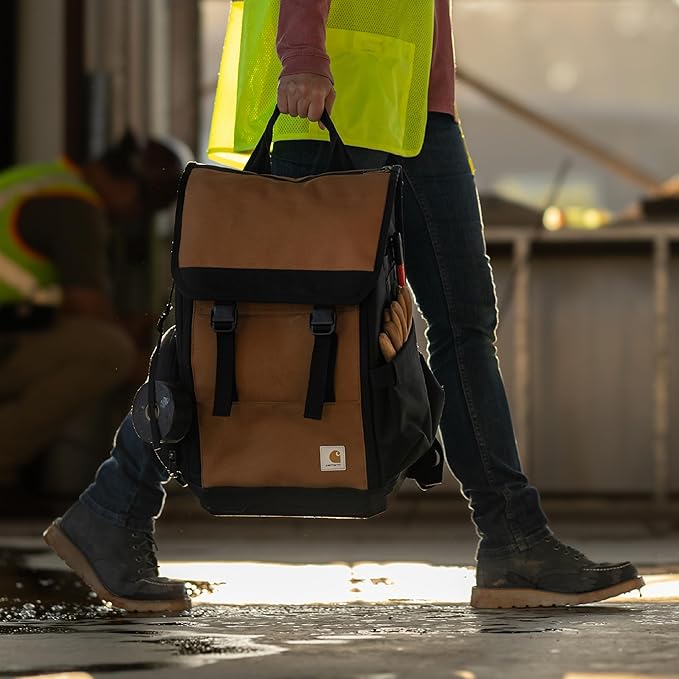Carhartt Mens Station Tool Bag W/Adjustable Shoulder Straps, Durable, Water-Resistant Tool Organizer, Tool Backpack