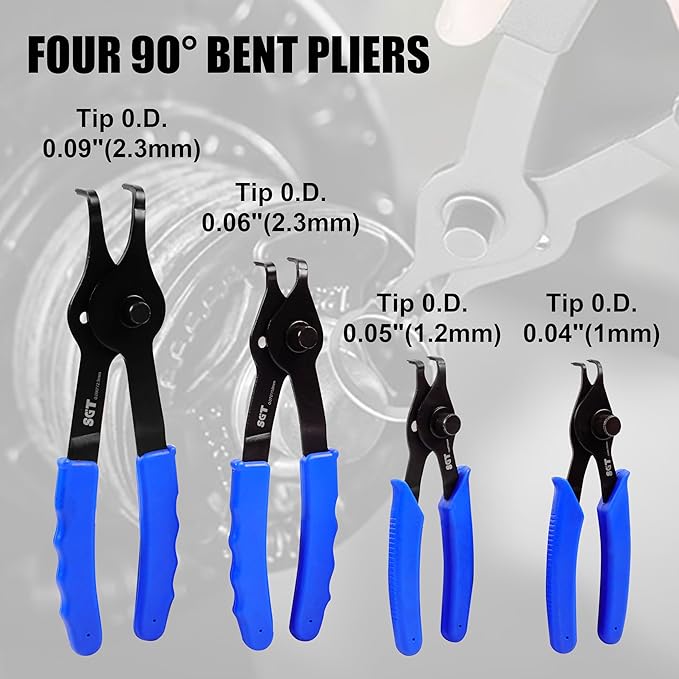 SGT 10 Pc Snap Ring Pliers Set,Heavy Duty Snap Ring and Circlip Removal Tool with Bent & Straight Pliers, Hook Pick,Internal & External Circlip Pliers Set with Storage Case & Gloves