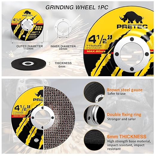 Grinding & Cutting Wheels 4 1/2 inch Set,Angle Grinder Wheel Set,Cut Off Wheels 8 PCS,Grinding Wheel,4.5??Flap Discs for Angle Grinder for Cutting Grinding 8+1+1 PC
