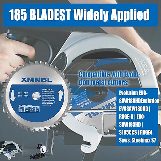 7-1/4 Metal Cutting Circular Saw Blade, Replacement for Evolution 7-1/4 Metal Cutting Saw Blade,Compatible with Evolution EVOSAW180HD | Rage-B | EVOSAW185HD | S185CCS | RAGE4 Saw,7-1/4 Inch 40 Teeth