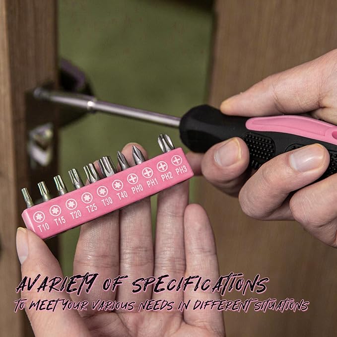 CARTMAN 39Piece Tool Set General Household Hand Tool Kit with Plastic Toolbox Storage Case Pink
