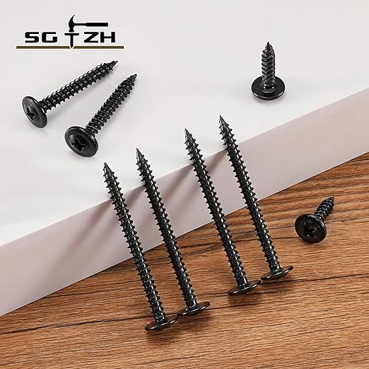 #8 x 3/4" Wood Screw 500Pcs Alloy Steel Standard Thread Truss Head Fast Self Tapping Black Oxide by SG TZH