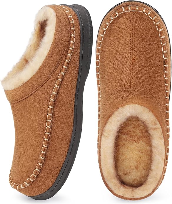 ATHMILE Mens House Shoes Fuzzy Warm Moccasin Memory Foam House Slippers for Men Cozy Winter Mens Slippers for Home Bedroom Indoor Outdoor