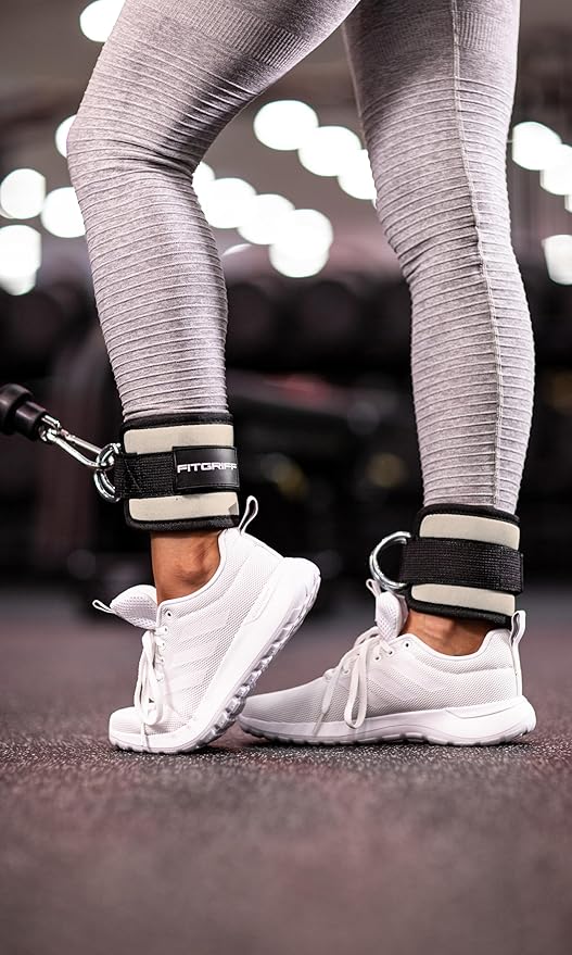 Fitgriff짰 Ankle Straps V1 for Cable Machine (2 Pieces) - Gym Workout Equipment - Leg Pulley Attachment, Kickback Straps