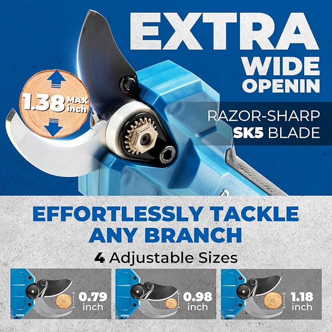 Dong Cheng 20V Brushless Electric Pruning Shears, 4 Cutting Levels up to 35 mm, Professional Brushless Motor, 2.0 Ah Battery, 2 A Charger, SK5 Blade ??For Fruit Trees, Gardening
