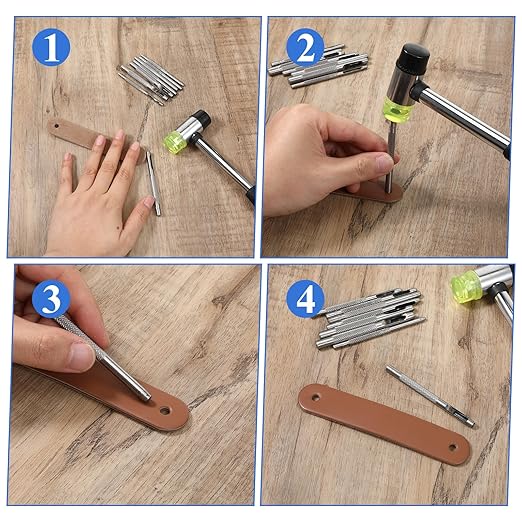 Hollow Leather Hole Punch Set (1.5mm-5mm) for Belts, Round Hole Punch Set Metal Hollow Holes Punching for Leather, Hollow-Punch for Leathers Craft Punchs Tools Sets for Belt DIY Belt Watch Band Gasket