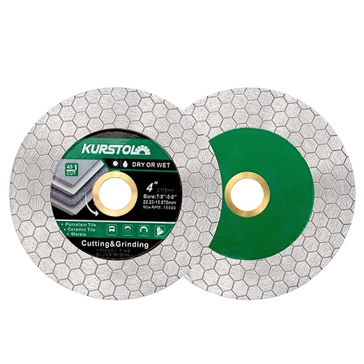 Tile Diamond Saw Blade - 2PCS 4"/105mm Dual-Purpose Diamond Cutting Disc,Angel Grinder Blade Arbor 7/8"-5/8" for Cutting and Grinding Ceramic Tiles,Porcelain,Granite,Marble