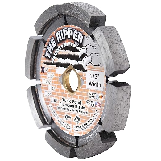 Delta Diamond Ripper Premium 4 Inch Tuck Point Diamond Blade, 1/2" Width, for Mortar Removal (4" X .500)