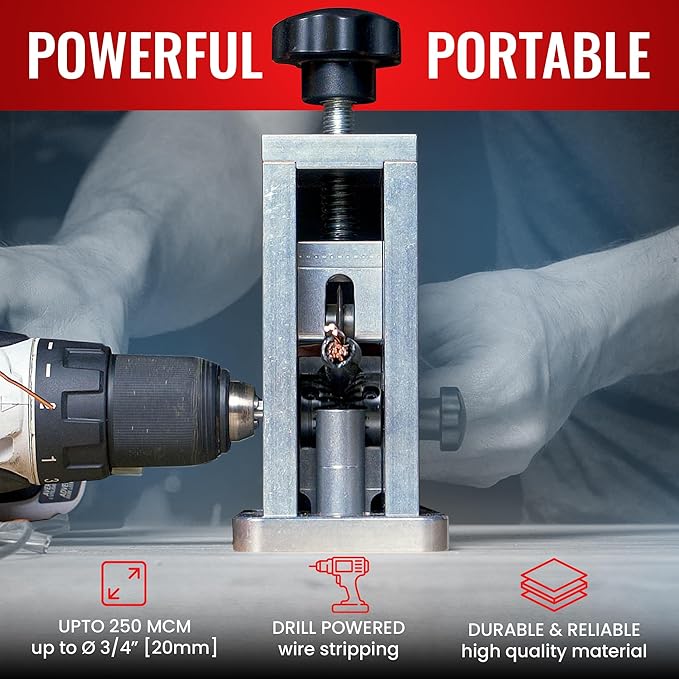 StripMeister Original Drill-Powered Wire Stripper ??Wire Sizes Up To 횠3/4", Jam-Free, Copper Wire, Built for Safety, Speed, and Efficiency - Portable Wire Stripping Machine
