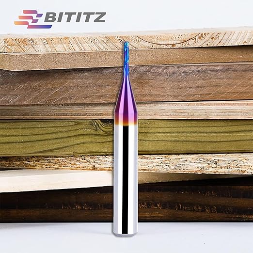 2PCS Upcut Spiral Router Bit 1/4 Inch Shank 1/16 Inch Cutting Diameter 1/4 inch Cutting Length with Extra Long Life Coating CNC Router Bits End Mill for Wood Cutting, Slot Mortise, Engraving