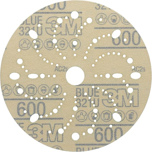 3M Hookit Blue Abrasive Discs 36183, Multi-Hole, Blend Preparation, Paint Preparation, 6 in, 600 Grade, 50 Discs/Carton