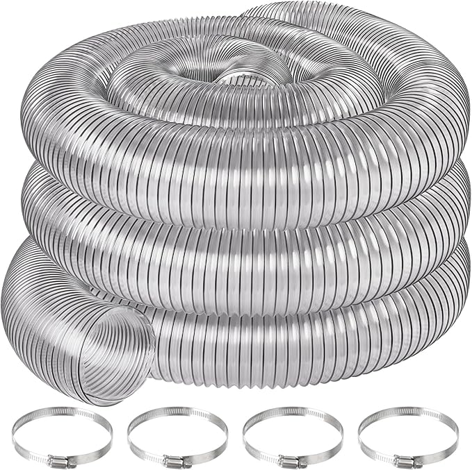 6" x 30' PVC Dust Collection Hose,6 Inch Dust Collector Vacuum Hose for Woodworking Dust Collection Systems, Dust Collection Tube Flexible Clear PVC Fume Debris Collection Hose w/Carbon Steel Wire