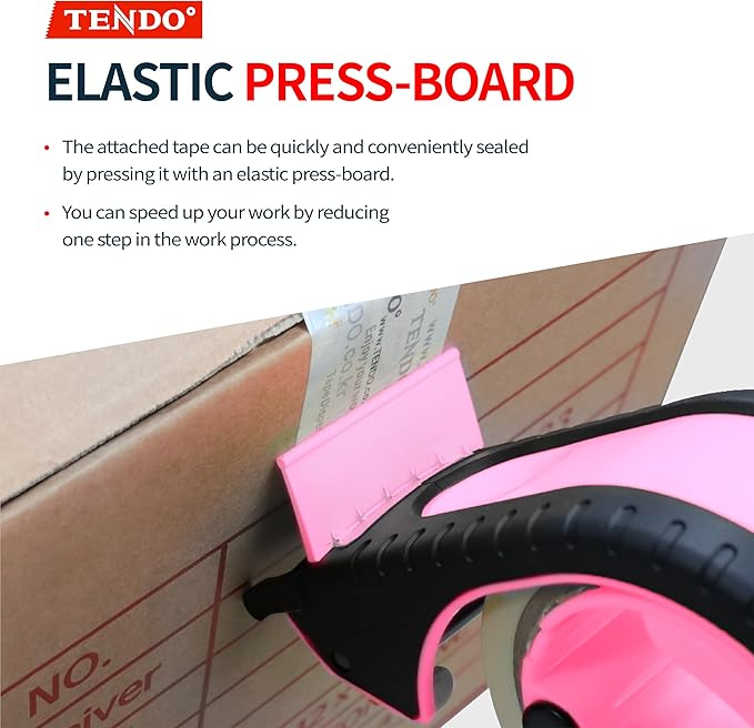 Heavy Duty Shipping Tape Dispenser: TENDO째 Premium Line ??Reusable, Replaceable, Eco-Friendly 2?쇺?Master Piece Dispenser for Pros with Patented 10째 Sloped Chromium Blades - P-2200 (4th Gen.)_Pink