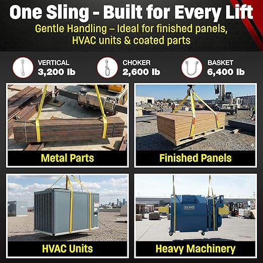 DD Sling 1 Inch x 16 Foot Nylon Lifting Sling – USA Made, 3,200 lb Vertical, 2,600 lb Choker, 6,400 lb Basket – 2-Ply Heavy Duty 900 Webbing, Type 4 Twisted Eye & Eye Rigging Sling
