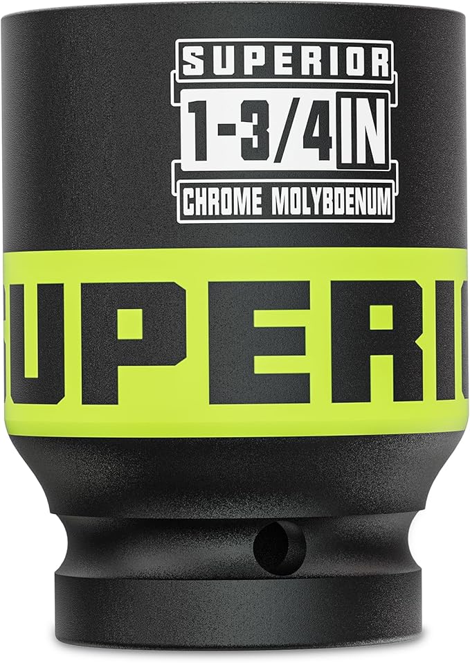 1" Drive Impact Socket, 1-3/4 Inch Deep Socket, SAE Axle Nut Socket, 6 Point, CR-MO, Automotive, Truck Maintenance, Heavy Equipment Repair