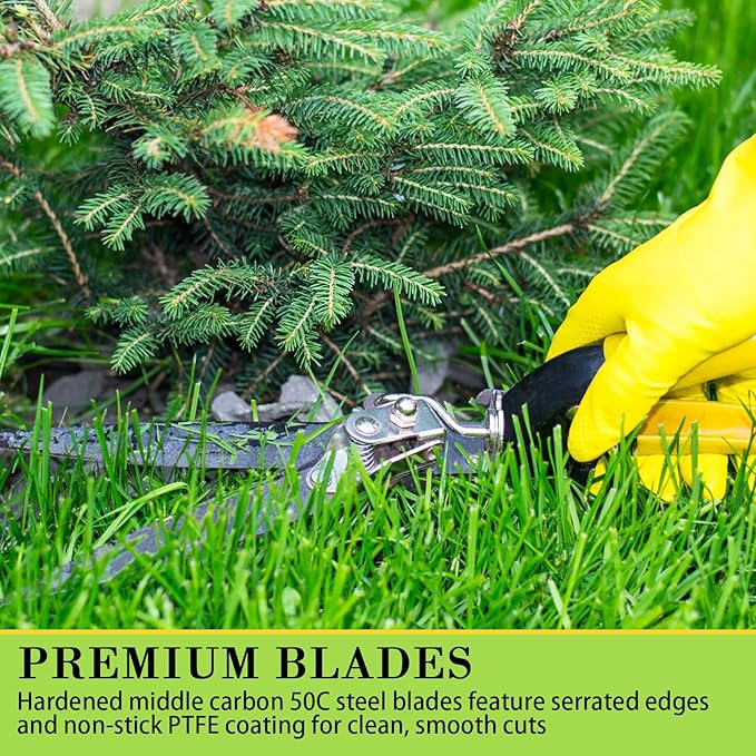 Flower Bed and Grass Shear - Extra Sharp Garden Hand Pruners, Comfortable Ergonomic,Easier Cutting, Less Effort - Gardening Scissors, yellow