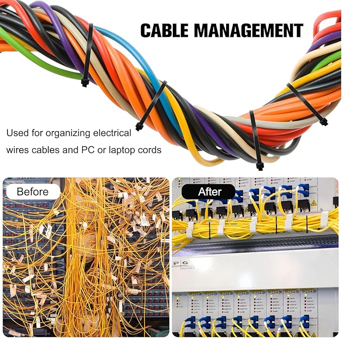 Zip Ties 12 inch 竊똇eavy Duty Cable Ties with 120 Pounds Tensile Strength竊똁lack Zip Ties竊?00 Pack, Wire Ties for Indoor and Outdoor Use.