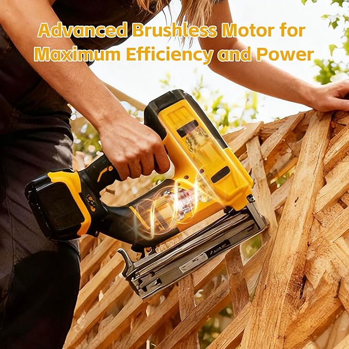 2 in 1 Electric Brad Nailer Compatible with DeWalt 20V Battery(Tool Only), 18 Gauge Cordless Battery Powered Nail Gun/Staple Gun with 1000 Nails &1000 Staples, for Home Improvement, DIY Woodworking