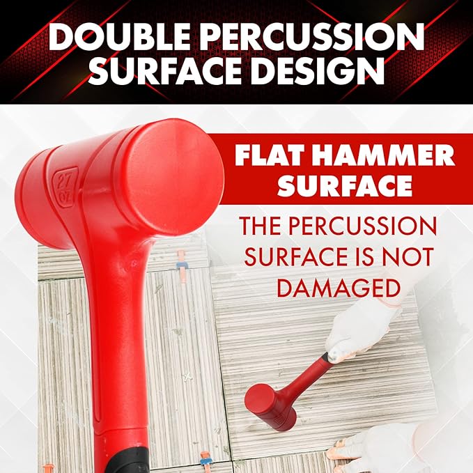YIYITOOLS Dead Blow Hammer Set, 3 Piece/16oz(1LB),27oz(1.5LB),45oz(3LB),Red and Black, Shockproof Design, No Rebound Mallet Unibody Molded Checkered Grip Spark and Rebound Resistant (YY-3-013)
