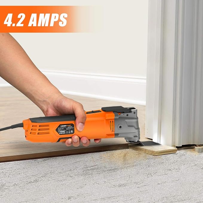 ENERTWIST Oscillating Tool, 4.2 Amp Oscillating Multitool Kit with 5째 Oscillation Angle, 6 Variable Speed, 31pcs Saw Accessories, Auxiliary Handle and Carrying Bag, ET-OM-500