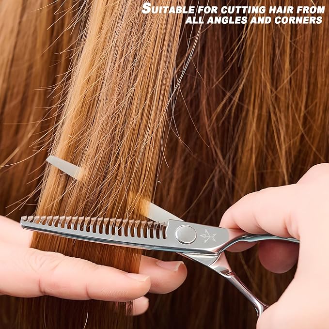 High-end Professional Hair Cut Thinning Scissors Hair Cutting Teeth Shears Barber Hairdressing Texturizing Scissor Extremely Very Sharp 6 Inch Stainless Steel Alloy For Men Women Salon& Home