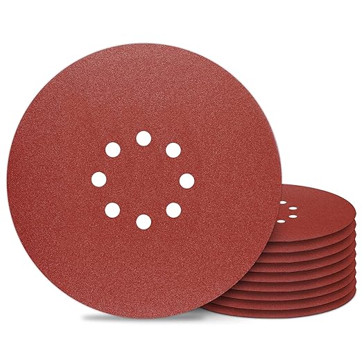 Awutzut 9 inch Sanding Discs 150 Grit 8 Holes Hook and Loop Sandpaper for Drywall Sander 10Pack