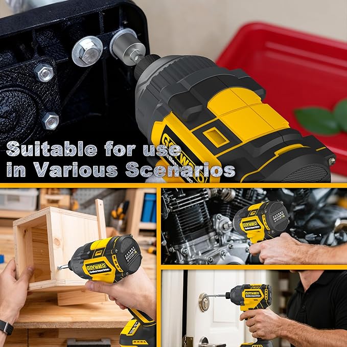 Cordless Impact Driver 2655In-lbs(300N쨌m) - 21V 1/4" Hex Chuck Brushless Hand Impact Driver With & 2 x 4.0Ah Battery & Charger & 14 x Sockets Set & 10 x Screwdriver Bit for Home Projects & DIY