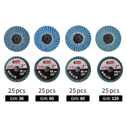 HOMO FABER 100 PCS 2 Inch Flap Discs for Die Grinder | 36/60/80/120 Grit Roll Lock Sanding Discs | Surface Prep, Stripping, Grinding, Polishing, Deburring, Rust & Paint Removal