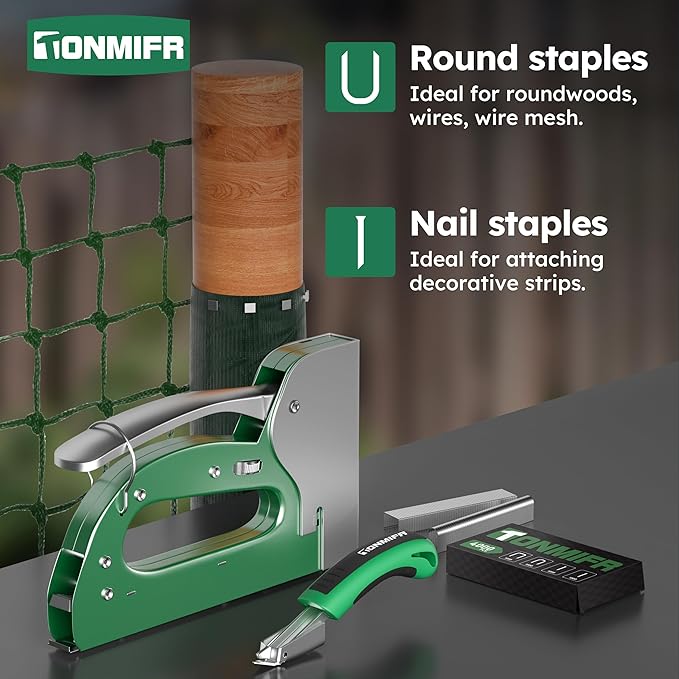 Tonmifr Heavy Duty 4 in 1 Staple Gun Larger Size, Effortless Operation - 1080째 Force Adjustment, Stapler Gun for Upholstery, Carpentry, Wood, Fabric, Furniture, Wall & DIY with Remover & 4000 Staples