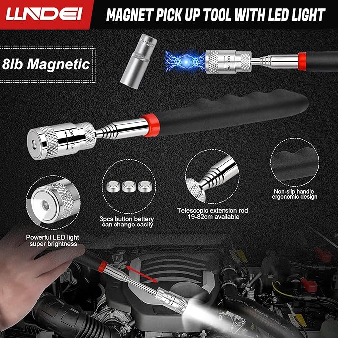 LLNDEI 106PCS 1/4-inch Drive Socket Set with Wrench, CR-V Steel Kit, Ratchet Handle, Screwdriver Bit Set & Magnetic Pickup Tool, With 11x8x2.5-inch Carrying Case