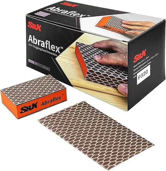 S&X Sanding Block Hook and Loop Sandpaper Assortment, 100-Pack, Multipurpose Coarse Medium Fine Sanding Sponge Set for Wood, Drywall, Metal, Washable and Reusable (Grit 320)