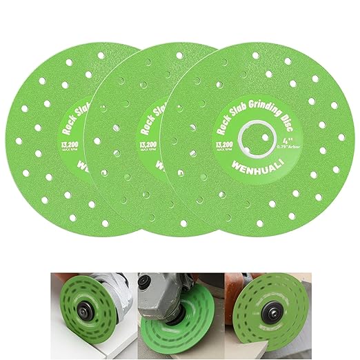 4" Diamond Saw Blades, 3 Pcs Vacuum Brazed Ultra-Thin Multi-Pore Abrasive Rock Slab Grinding Disc for Tile Glass Marble Granite
