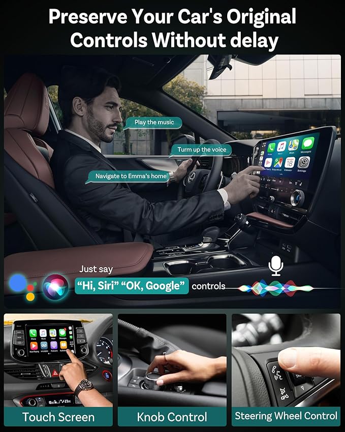 OTTOCAST Mini Edge 2025 Wireless Carplay Adapter & Android Auto Wireless Adapter for Apple iPhone Samsung Android Phone 2-in-1, USB Car Accessories, 5?츶Hz Wi?멑i Bluetooth??.0 Voice Control Plug & Play