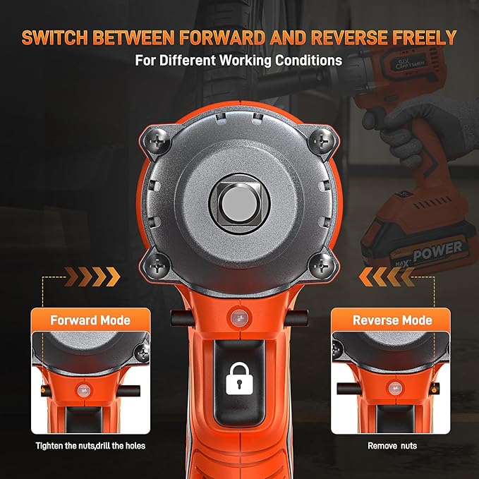 Cordless Impact Wrench, 1/2??Brushless Impact Gun, 369ft-lbs(500N.m), Power Impact Driver Kit with 4.0Ah Battery & Fast Charger, Electric Impact Driver Set for Car/DIY Furniture/Mower
