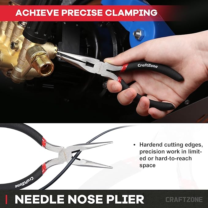 10PC Pliers and Wrench Set with Storage Rack ??Includes Locking | Long Nose | Diagonal Cutter | Groove Joint | Linesman & Mini Plier, Carbon Steel Tool Kit for DIY and Home a Gift for Man