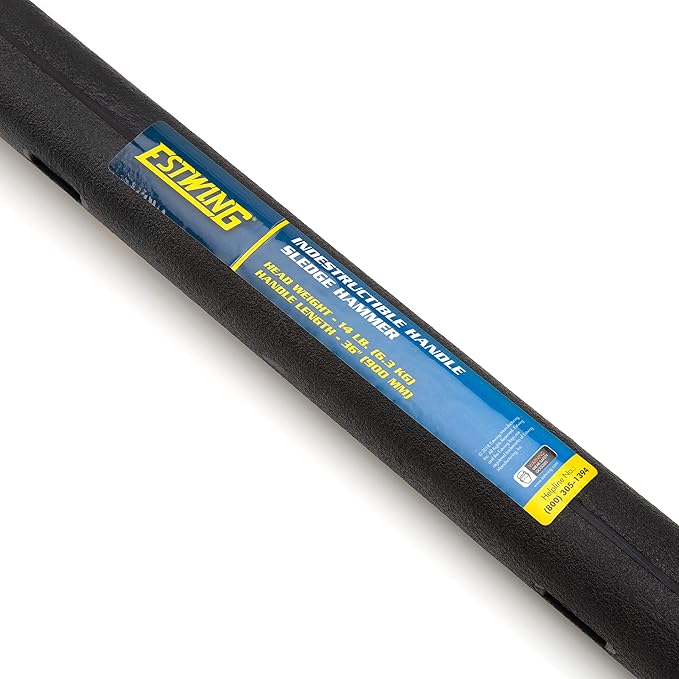 Estwing 14-Pound Hard Face Sledge Hammer for Demolition/Stake Driving, 50-55 HRC, Locked Steel Head, 36-Inch Indestructible Handle with Vulcanized Rubber Overlay, Reinforced Lanyard Hole