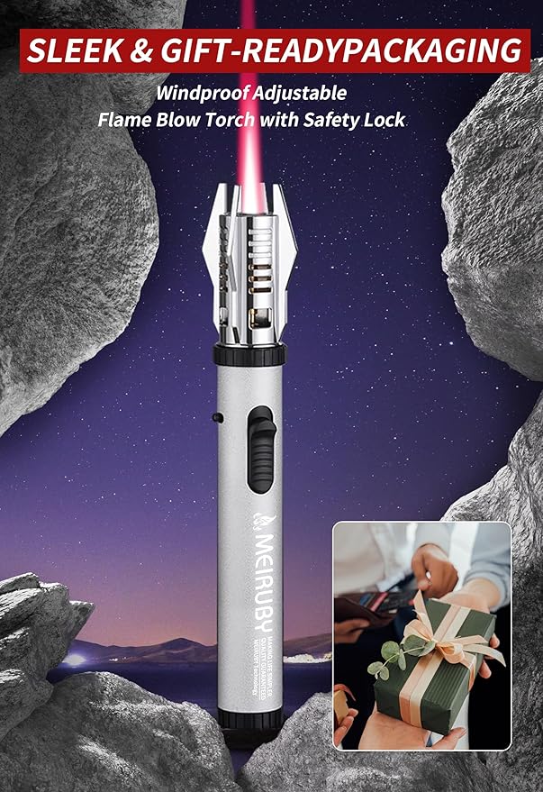 MEIRUBY Torch Lighter for Her/Him, Women/Mens Birthdays Gifts, Lightsaber Torch Flame Butane Lighter Gifts for Dad Grandpa Step Dad Papa, Birthday Gift Cool Gadgets for Men 2025