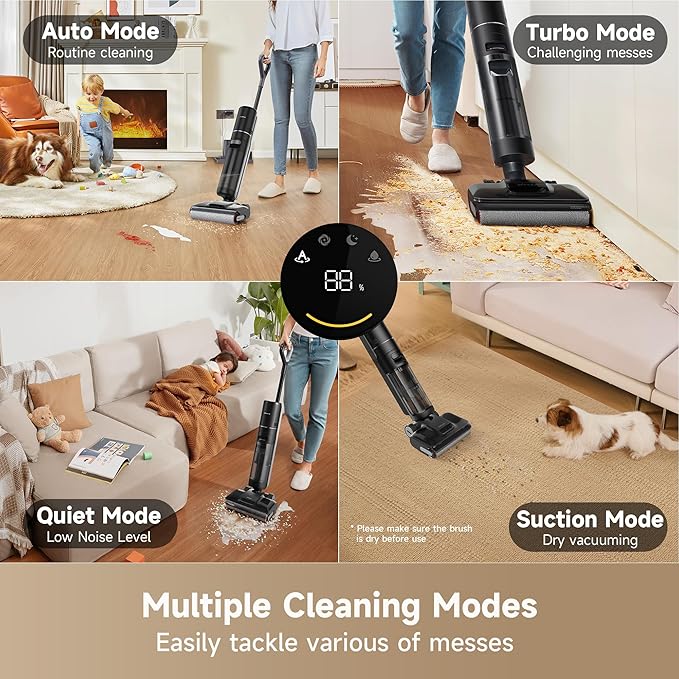 DREAME H12 Pro FlexReach Wet Dry Vacuum Cleaner, 0 Tangle Cordless Vacuum Mop All-in-One for Hard Floors, 180째 Lie-Flat Floor Cleaner Machine with 194째F Hot Self-Cleaning, 50Mins Runtime
