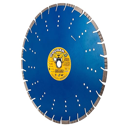 Cougar S 18 Inch Concrete Diamond Blade, Supreme Segmented Blade, Dry/Wet Fast Cutting High-PSI Concrete, Asphalt, Green Concrete, Stone, 1" Arbor